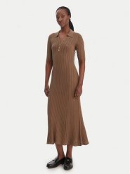 Tommy Hilfiger Sukienka dzianinowa WW0WW48447 Brązowy Slim Fit. Brązowe sukienki damskie Tommy Hilfiger, xl, bez wzorów, z bawełny, bez kołnierzyka, bez ramiączek. Za 849.99 zł.