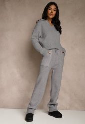 Szare Spodnie z Wełną ze Sznurkiem i Ozdobnymi Kieszeniami Moneressa. Szare spodnie materiałowe damskie Renee, bez wzorów, z jeansu. Za 69.99 zł.