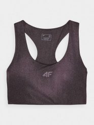 4F Biustonosz treningowy z niskim wsparciem - fioletowy S. Fioletowe bielizna sportowa damska 4F, s, bez wzorów, z dzianiny. W wyprzedaży za 69.99 zł.