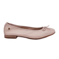 Skórzane Baleriny Damskie Maciejka P6800-04 Beżowe beżowy. Brązowe balerinki damskie bez wzorów, eleganckie, bez obcasa, na płaskiej podeszwie, bez zapięcia. Za 315.69 zł.