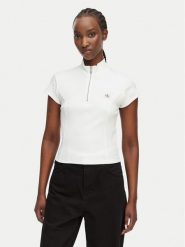 Calvin Klein Jeans T-Shirt LV047G240G Biały Slim Fit. Białe t-shirty damskie Calvin Klein Jeans, xs, bez wzorów, z bawełny, bez kołnierzyka, bez ramiączek. Za 209.99 zł.