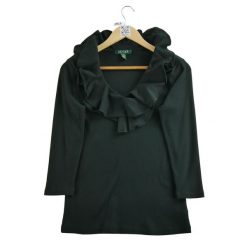 Damski czarny sweter. Czarne swetry nierozpinane damskie Ralph Lauren, l, bez wzorów, z tkaniny, eleganckie, bez kołnierzyka, bez ramiączek. Za 59.60 zł.