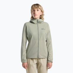 Bluza polarowa damska Jack Wolfskin Prelight Trail Hoody. Zielone bluzy damskie Jack Wolfskin, bez wzorów, z polaru, sportowe, bez ramiączek, bez kaptura. Za 449.99 zł.