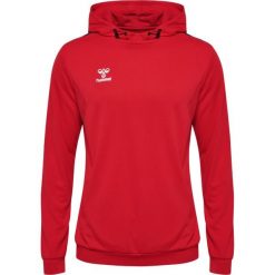 Poliestrowa bluza z kapturem Hummel Authentic. Czerwone bluzy męskie Hummel, bez wzorów, sportowe, bez ramiączek, z kapturem. Za 258.00 zł.