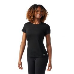 Koszulka z krótkim rękawem damska Smartwool Merino Ss Tee Women s. Czarne bluzki damskie Smartwool, s, bez wzorów, z wełny, sportowe, bez kołnierzyka, bez ramiączek. Za 379.99 zł.