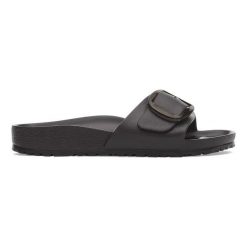 Klapki damskie BIRKENSTOCK Madrid Big Buckle EVA Black. Czarne klapki damskie Birkenstock, na lato, bez wzorów, eleganckie, bez obcasa, bez zapięcia. Za 224.99 zł.