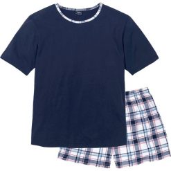 Piżama z krótkimi spodniami. Niebieskie piżamy męskie bonprix, l, bez wzorów, bez kołnierzyka, bez ramiączek, krótkie. Za 59.99 zł.