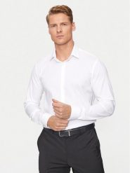 Calvin Klein Koszula K10K113182 Biały Slim Fit. Białe koszule męskie Calvin Klein, m, bez wzorów, z bawełny, biznesowe, bez kołnierzyka, bez ramiączek. Za 419.99 zł.