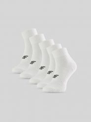 4F Skarpetki krótkie (5-pack) męskie - białe 39-42. Białe skarpety męskie 4F, bez wzorów, z materiału. Za 59.99 zł.