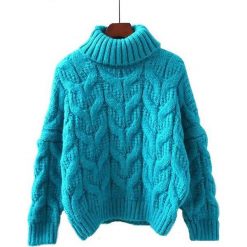 Pan i Pani Gadżet Sweter ciepły golf pleciony. Swetry nierozpinane damskie Pan i Pani Gadżet, bez wzorów, bez kołnierzyka, bez ramiączek. Za 60.00 zł.