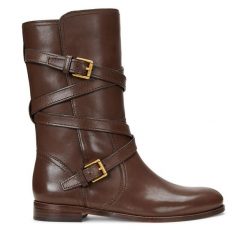 Botki LAUREN RALPH LAUREN. Brązowe botki damskie Lauren Ralph Lauren, bez wzorów, bez obcasa, na płaskiej podeszwie, bez zapięcia. Za 1,299.00 zł.