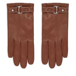 Rękawiczki LAUREN RALPH LAUREN. Brązowe rękawiczki damskie Lauren Ralph Lauren, bez wzorów, z dzianiny. Za 689.99 zł.