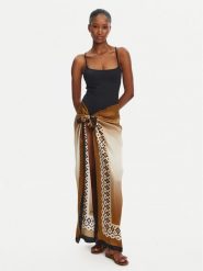 Max Mara Beachwear Chusta Ottico 2516541019 Brązowy. Brązowe rękawiczki damskie Max Mara Beachwear, bez wzorów, z jedwabiu. Za 809.99 zł.