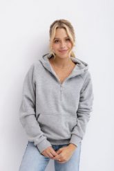 BLUZA VIVIEN SZARY MELANŻ L - Flawless. Szare bluzy damskie Flawless, na zimę, l, bez wzorów, z bawełny, klasyczne, bez ramiączek, bez kaptura. Za 340.00 zł.