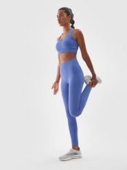 4F Legginsy treningowe bezszwowe z wysokim stanem damskie - granatowe M/L. Niebieskie legginsy damskie 4F, l, bez wzorów, z dzianiny, z podwyższonym stanem, na fitness i siłownię. W wyprzedaży za 79.99 zł.