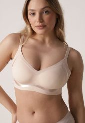 Beżowy Biustonosz z Usztywnianymi Miseczkami i Transparentną Wstawką Zeriga. Brązowe biustonosze Born2be, bez wzorów. Za 29.99 zł.