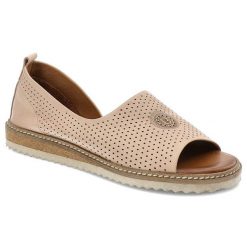 Sandały damskie Artiker, perforowane z miękkiej skóry naturalnej, złote, 44C0687. Żółte sandały damskie Artiker, bez wzorów, ze skóry, bez obcasa, bez zapięcia. Za 189.00 zł.