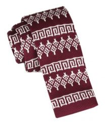 Krawat Knit (Dzianinowy) - Wzór Norweski - Świąteczny - Alties - Czerwony. Czerwone krawaty i muchy Alties, bez wzorów, z dzianiny, sportowe. Za 55.00 zł.
