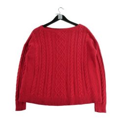 Damski czerwony sweter z wełny. Czerwone swetry nierozpinane damskie Ralph Lauren, l, bez wzorów, z materiału, eleganckie, bez kołnierzyka, bez ramiączek. Za 59.60 zł.