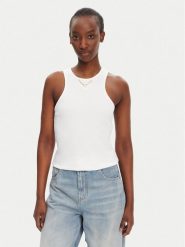 TWINSET Top 251TT2400 Biały Slim Fit. Białe topy damskie Twinset, xxl, bez wzorów, z bawełny, bez kołnierzyka, bez ramiączek. Za 199.99 zł.