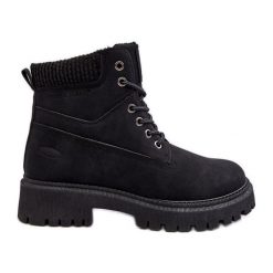 Damskie Ocieplane Trapery Czarne Cross Jeans MM2R4012C. Czarne botki damskie z gumy, bez zapięcia. Za 240.34 zł.