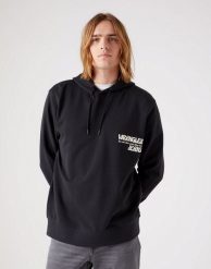 WRANGLER SLOGAN HOODIE MĘSKA BLUZA FADED BLACK W666ILXV6 112321310. Czarne bluzy męskie Wrangler, m, bez wzorów, z kapturem. Za 149.99 zł.