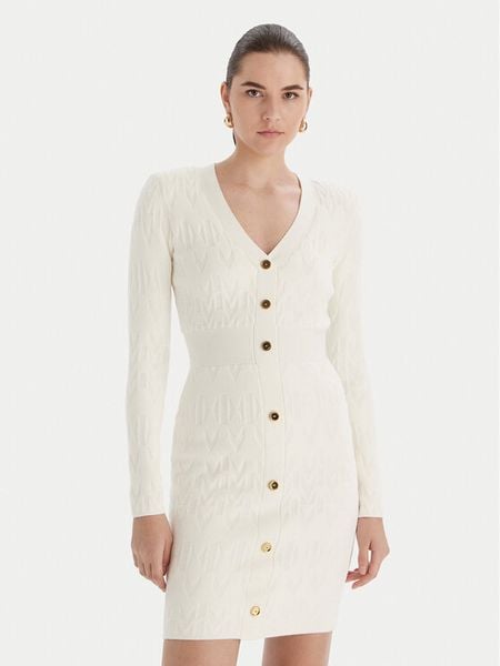 Marciano Guess Sukienka 5BGK04 5661Z Écru Slim Fit. Sukienki damskie Marciano Guess, z aplikacjami, z dzianiny, bez kołnierzyka, bez ramiączek. Za 869.99 zł.