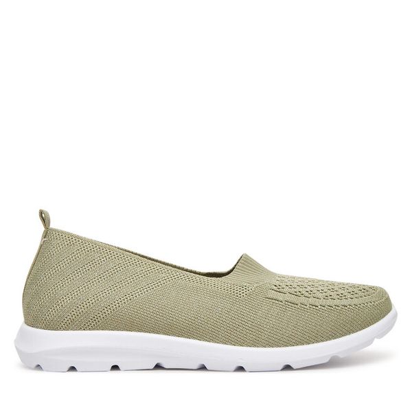 Półbuty JENNY. Zielone półbuty damskie Jenny, bez wzorów, bez obcasa, na płaskiej podeszwie, bez zapięcia. Za 69.99 zł.