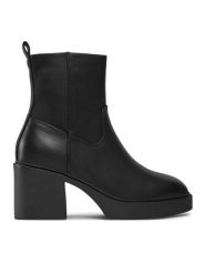 ONLY Botki 15304864 Czarny. Czarne botki damskie ONLY, bez wzorów, ze skóry, bez obcasa, na słupku, bez zapięcia. Za 339.99 zł.