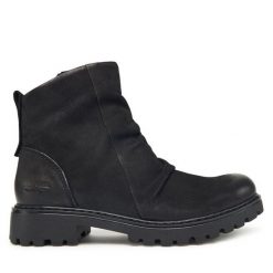 Botki Josef Seibel. Czarne botki damskie Josef Seibel, bez wzorów, bez obcasa, na płaskiej podeszwie, bez zapięcia. Za 409.99 zł.