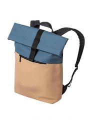 Plecak zwijany z kieszenią na laptopa – Camel/Navy Meatfly. Niebieskie plecaki męskie Meatfly, bez wzorów, z materiału, biznesowe. Za 203.99 zł.