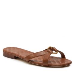Klapki LAUREN RALPH LAUREN. Brązowe klapki damskie Lauren Ralph Lauren, bez wzorów, bez obcasa, bez zapięcia. Za 619.99 zł.