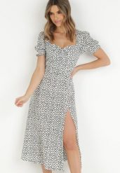 Biała Sukienka Aquineva. Białe sukienki damskie Born2be, l, bez wzorów, bez kołnierzyka, bez ramiączek, midi. Za 139.99 zł.