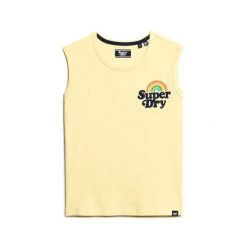 Damski tank top Superdry. Żółte topy damskie Superdry, bez wzorów, bez kołnierzyka, bez ramiączek. Za 121.10 zł.