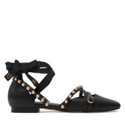 Baleriny TWINSET. Czarne balerinki damskie Twinset, bez wzorów, bez obcasa, bez zapięcia. Za 569.99 zł.