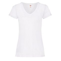 Koszulka Damska Valueweight Plain V Neck T-shirt. Białe bluzki damskie fruit of the loom, bez wzorów, sportowe, bez kołnierzyka, bez ramiączek. Za 37.99 zł.