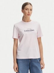 Calvin Klein Jeans T-Shirt NYC Logo LV047F810G Różowy Classic Fit. Czerwone t-shirty damskie Calvin Klein Jeans, xl, bez wzorów, z bawełny, bez kołnierzyka, bez ramiączek. Za 169.99 zł.
