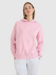 4F Bluza dresowa nierozpinana z kapturem damska - różowa XS. Czerwone bluzy damskie 4F, xs, bez wzorów, z bawełny, sportowe, bez ramiączek, z kapturem. Za 149.99 zł.