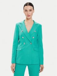 Morgan Marynarka 241-VACI.F Turkusowy Regular Fit. Niebieskie marynarki i żakiety damskie Morgan, bez wzorów, z bawełny, bez kołnierzyka, bez ramiączek. Za 499.99 zł.