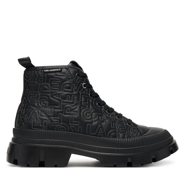Trzewiki KARL LAGERFELD. Czarne botki męskie KARL LAGERFELD, bez wzorów, bez obcasa, bez zapięcia. Za 579.99 zł.