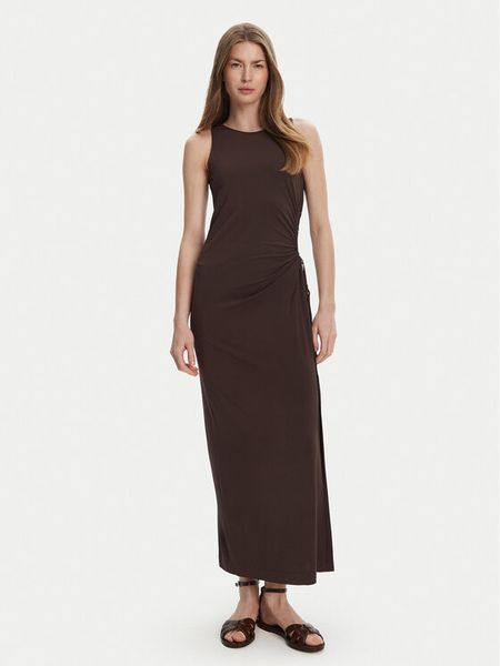 Max Mara Beachwear Sukienka letnia 2516621049650 Brązowy Regular Fit. Brązowe sukienki damskie Max Mara Beachwear, na lato, s, bez wzorów, z wiskozy, bez kołnierzyka, bez ramiączek. Za 629.99 zł.