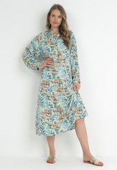Miętowa Rozkloszowana Sukienka z Koszulową Górą Hajra. Zielone sukienki damskie Born2be, na co dzień, l, bez wzorów, z materiału, eleganckie, bez kołnierzyka, bez ramiączek, midi, koszulowe. Za 109.99 zł.