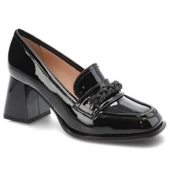 Półbuty damskie Simen, cholewka lakierowana ze skóry naturalnej wsuwany fason masywny geometryczny obcas, czarny, 5542A-L. Czarne półbuty damskie Simen, bez wzorów, z lakierowanej skóry, biznesowe, bez obcasa, na obcasie, bez zapięcia. Za 329.00 zł.