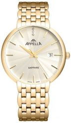 Zegarek męski Appella L12000.1111DQ CYRKONIE złoty. Żółte zegarki męskie Appella, bez wzorów, złote. Za 1,580.00 zł.