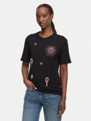 Liu Jo T-Shirt WF6324 J0088 Czarny Regular Fit. Czarne t-shirty damskie Liu Jo, xl, bez wzorów, z bawełny, bez kołnierzyka, bez ramiączek. Za 469.99 zł.