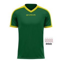 Koszulka piłkarska dla dorosłych Givova Revolution Interlock. Zielone bluzki damskie Givova, bez wzorów, sportowe, bez kołnierzyka, bez ramiączek. Za 86.50 zł.