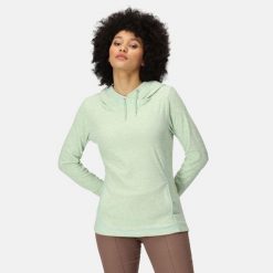 Bluza polarowa turystyczna damska Kizmit II. Zielone bluzy damskie Regatta, bez wzorów, z polaru, sportowe, bez ramiączek, bez kaptura. W wyprzedaży za 119.65 zł.