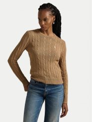 Polo Ralph Lauren Sweter 211971795002 Brązowy jasny Slim Fit. Brązowe swetry nierozpinane damskie Polo Ralph Lauren, s, bez wzorów, bez kołnierzyka, bez ramiączek. Za 949.99 zł.
