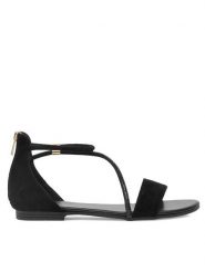 Jenny Fairy Sandały LESLEY WS5295-14 Czarny. Czarne sandały damskie Jenny Fairy, bez wzorów, z materiału, bez obcasa, na płaskiej podeszwie, bez zapięcia. Za 99.99 zł.