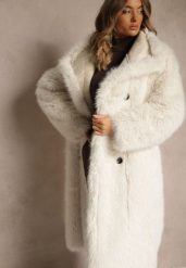 Beżowy Dwurzędowy Płaszcz Futerko o Dwustronnym Kroju z Kołnierzem Nalaneva. Brązowe płaszcze damskie Renee, l, bez wzorów, z futra, eleganckie, bez kołnierzyka, bez kaptura. Za 449.99 zł.